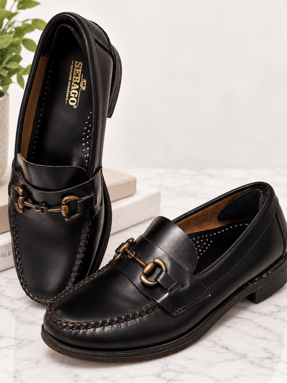 Sebago Classic Joe Men’s 9 Black Leather Horsebit Loafers